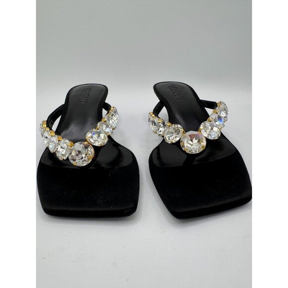 Versace 55mm crystal-embellished thong mules sandals - Picture 4 of 15